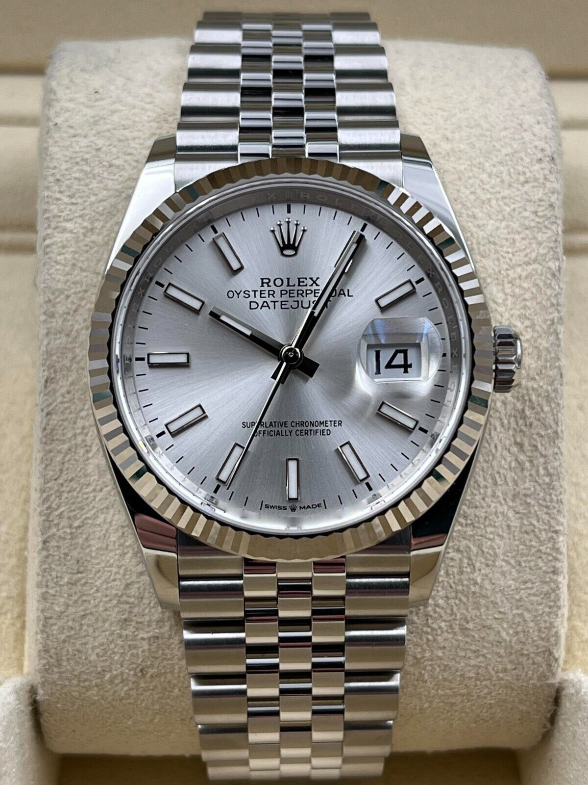 Rolex Datejust 36mm Fluted Silver Index Dial Jubilee Bracelet 126234 Box & Papers 2025