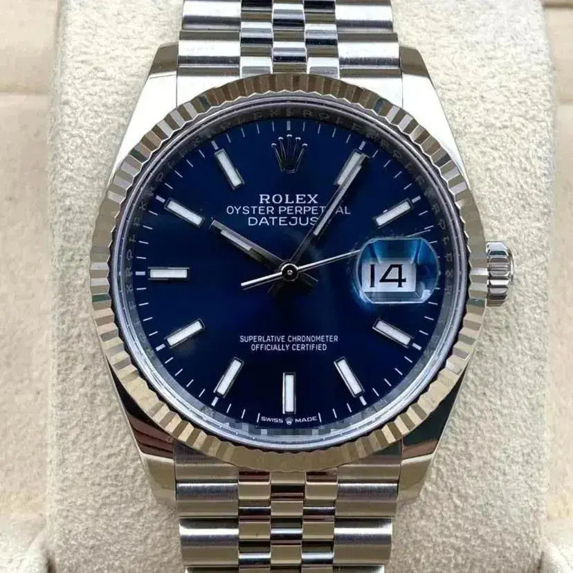 Rolex Datejust 36mm Fluted Blue Index Dial Jubilee Bracelet 126234 Box & Papers 2025