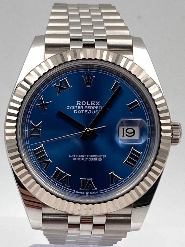 Rolex Datejust 41mm Fluted Blue Roman Dial Jubilee Bracelet 126334 Box & Papers 2025
