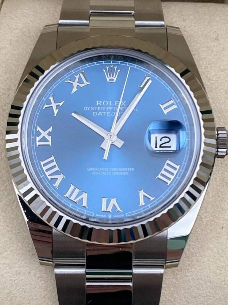 Rolex Datejust 41mm Fluted Blue Roman Dial Oyster Bracelet 126334 Box & Papers 2025