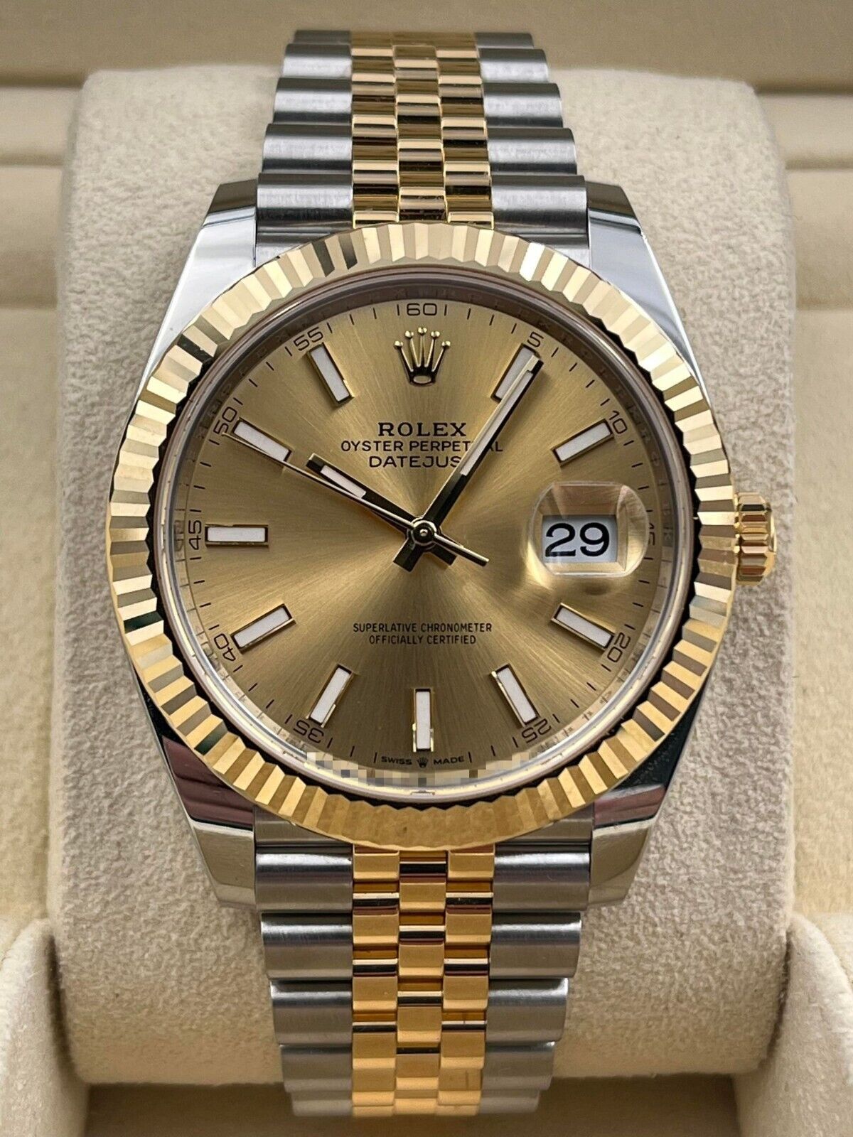 Rolex Datejust 41mm Fluted Champagne Dial Two Tone Jubilee Bracelet 126333 Box & Papers 2025