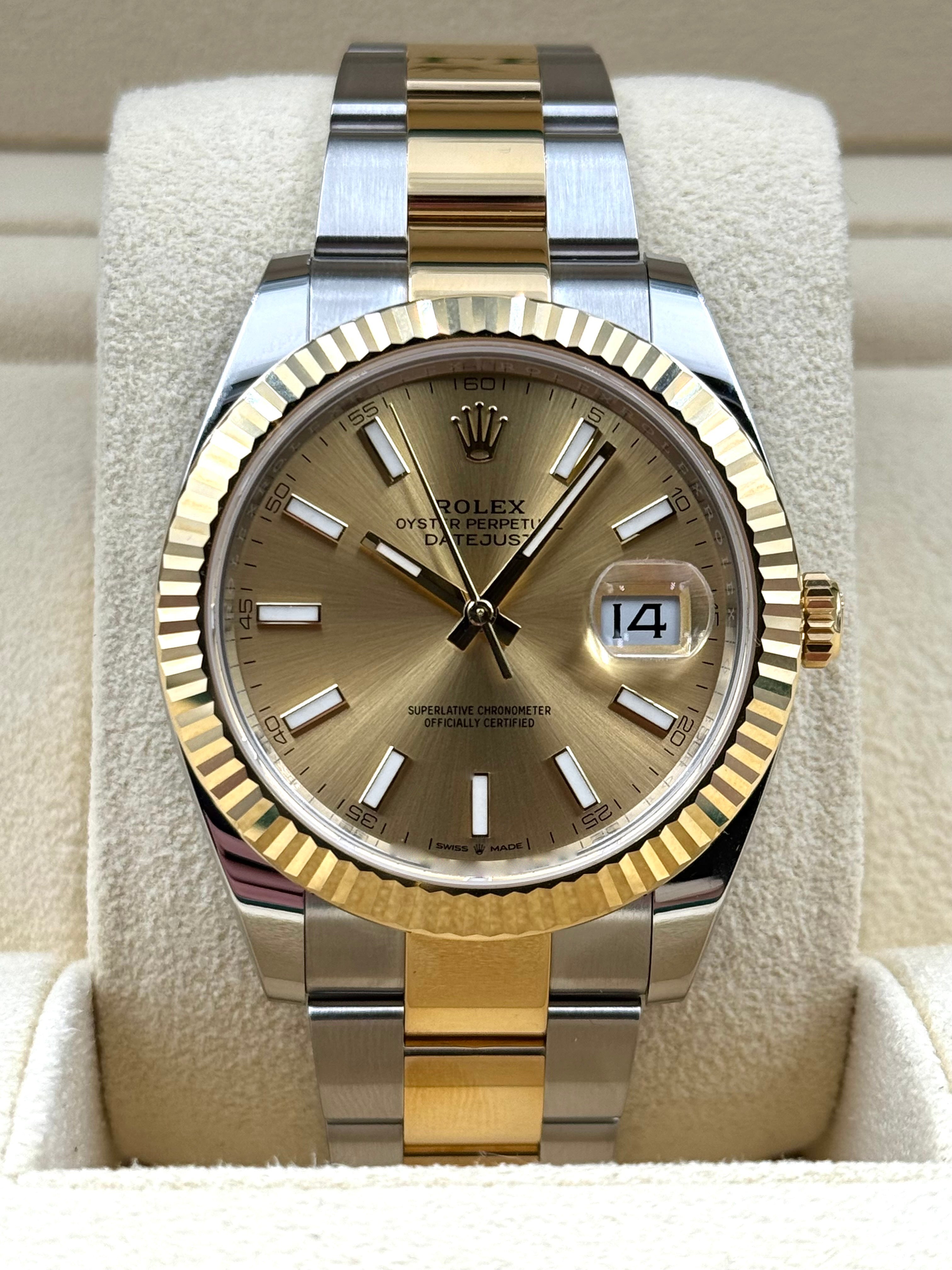 Rolex Datejust 41mm Fluted Champagne Dial Two Tone Oyster Bracelet 126333 Box & Papers 2025