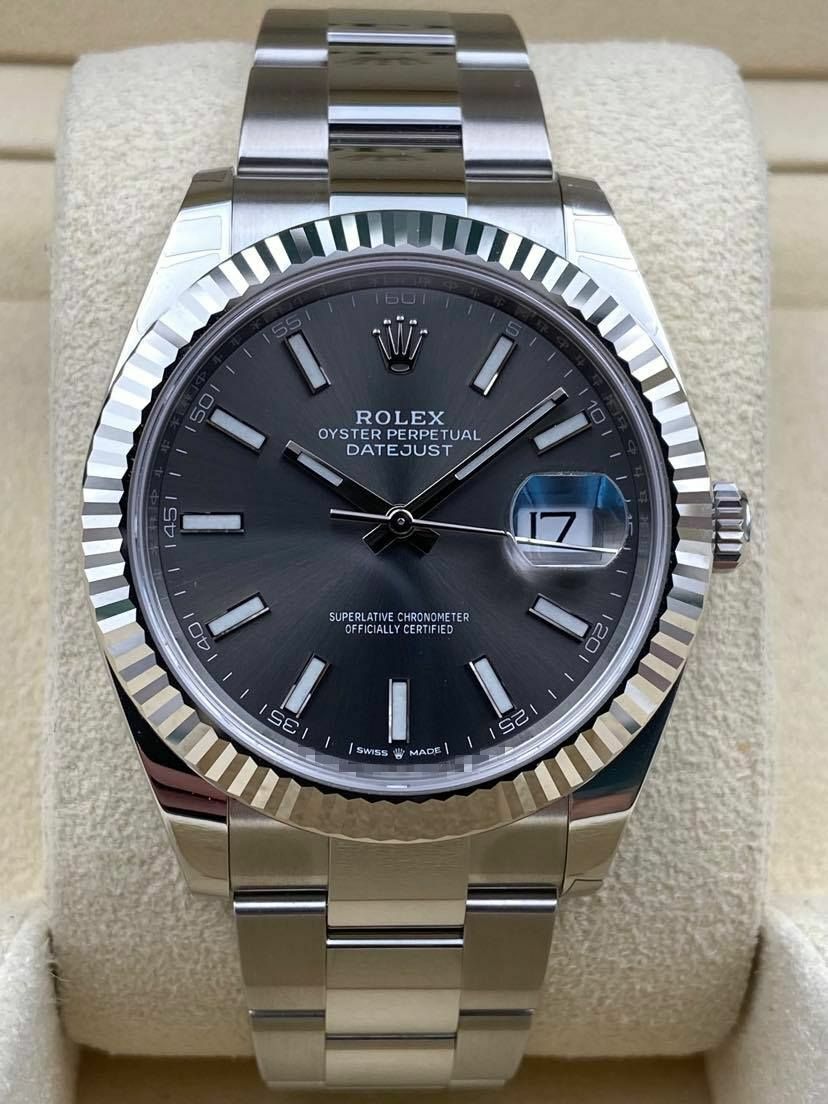 Rolex Datejust 41mm Fluted Rhodium Index Dial Oyster Bracelet 126334 Box & Papers 2025
