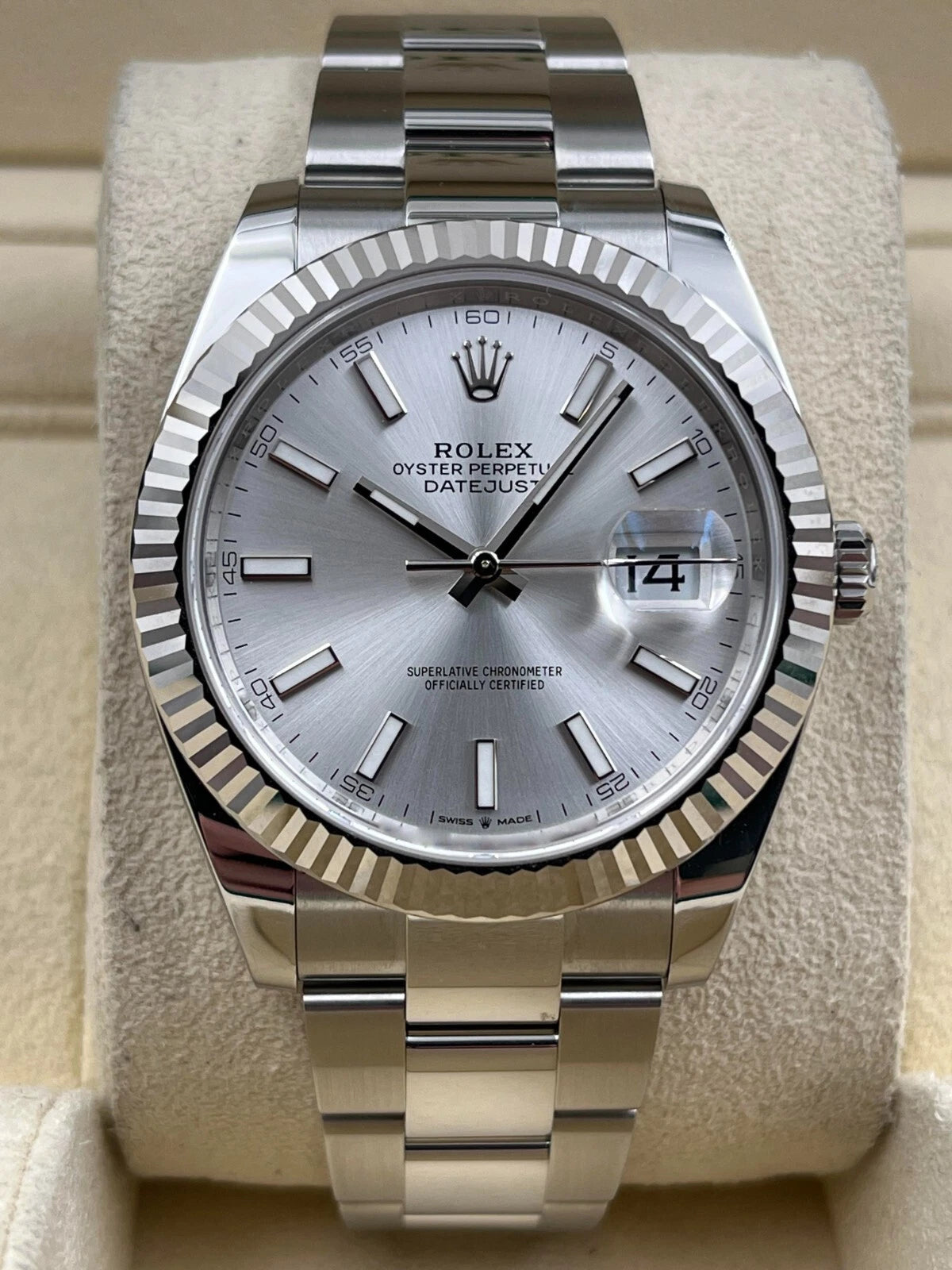Rolex Datejust 41mm Fluted Silver Index Dial Oyster Bracelet 126334 Box & Papers 2025