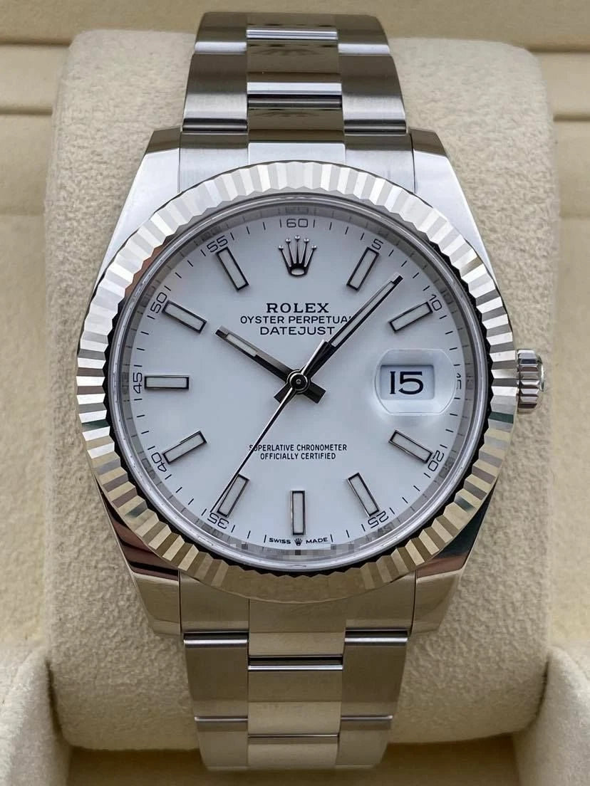 Rolex Datejust 41mm Fluted White Index Dial Oyster Bracelet 126334 Box & Papers 2025