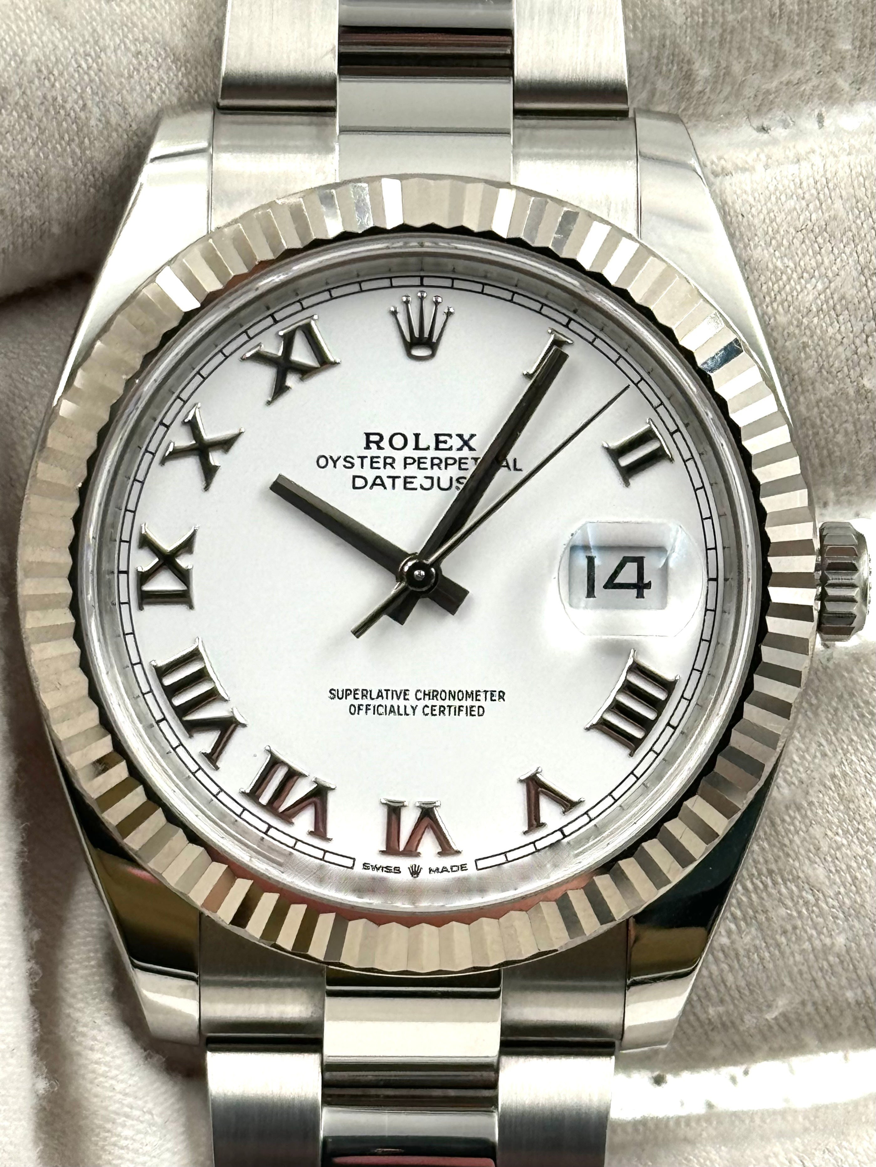 Rolex Datejust 41mm Fluted White Roman Dial Oyster Bracelet 126334 Box & Papers 2025