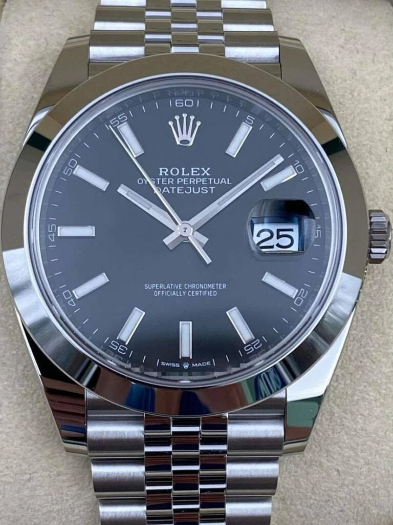 Rolex Datejust 41mm Smooth Black Index Dial Jubilee Bracelet 126300 Box & Papers 2025