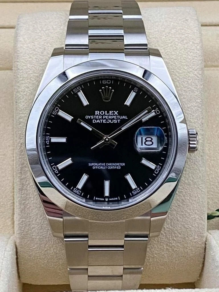 Rolex Datejust 41mm Smooth Black Index Dial Oyster Bracelet 126300 Box & Papers 2025