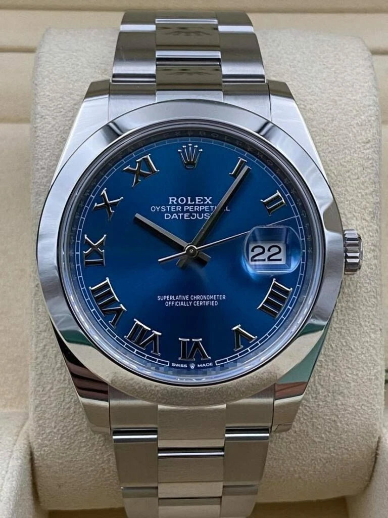 Rolex Datejust 41mm Smooth Blue Roman Dial Oyster Bracelet 126300 Box & Papers 2025