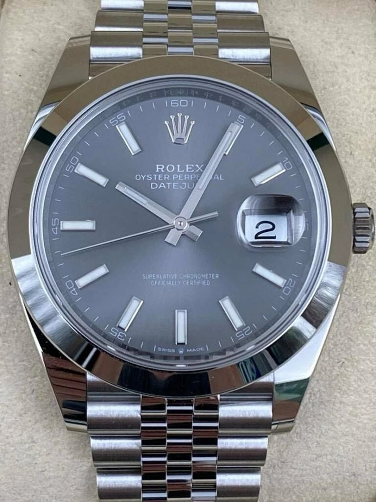 Rolex Datejust 41mm Smooth Rhodium Index Dial Jubilee Bracelet 126300 Box & Papers 2025