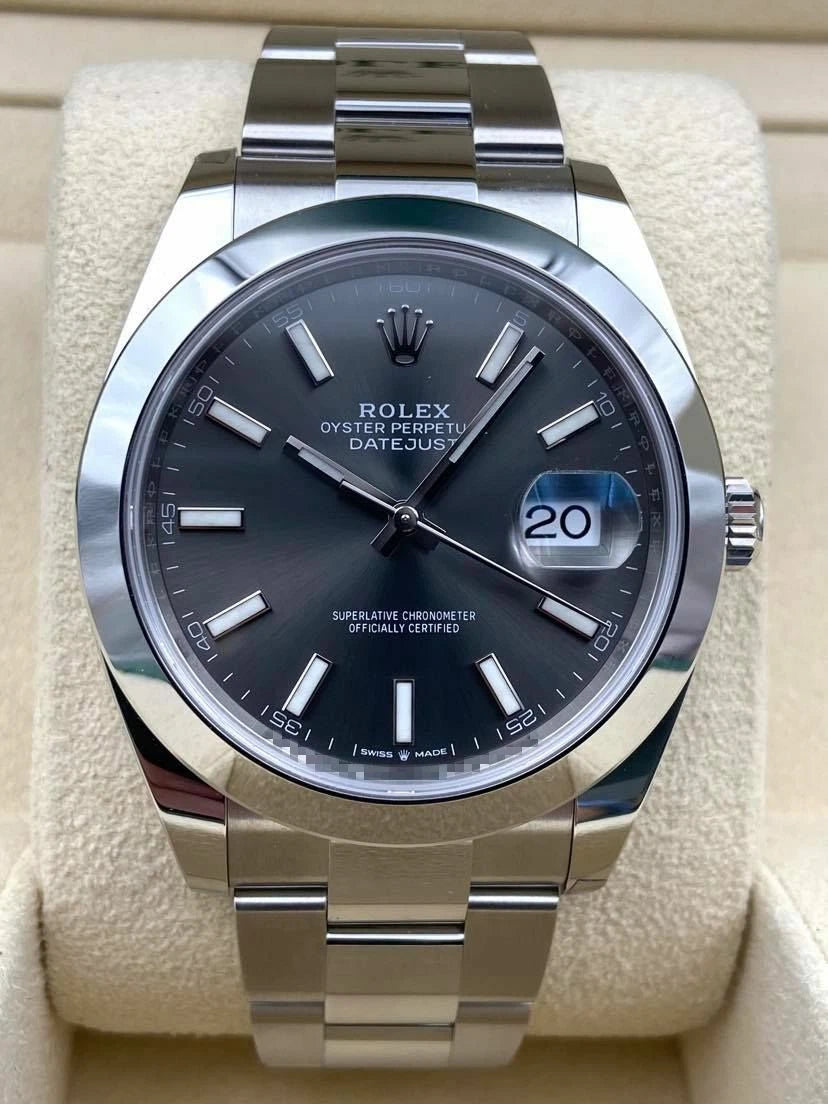 Rolex Datejust 41mm Smooth Rhodium Index Dial Oyster Bracelet 126300 Box & Papers 2025