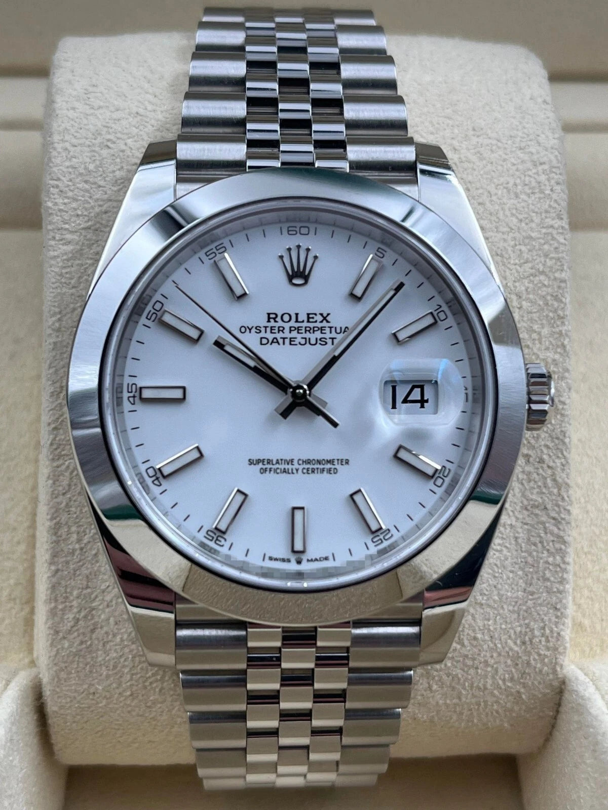 Rolex Datejust 41mm Smooth White Index Dial Jubilee Bracelet 126300 Box & Papers 2025