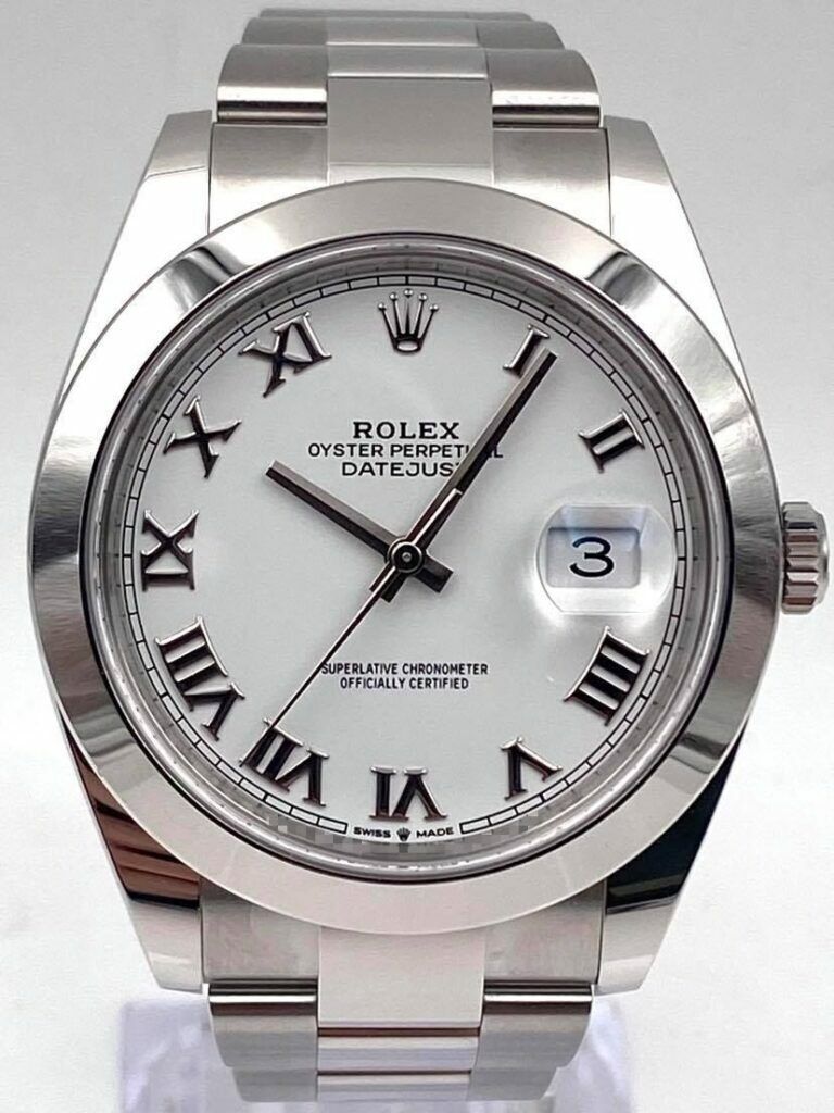 Rolex Datejust 41mm Smooth White Roman Dial Oyster Bracelet 126300 Box & Papers 2025