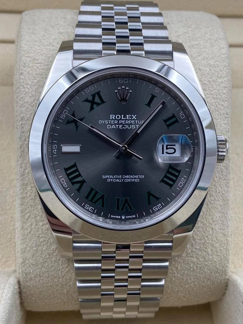 Rolex Datejust 41mm Smooth Wimbledon Roman Dial Jubilee Bracelet 126300 Box & Papers 2025